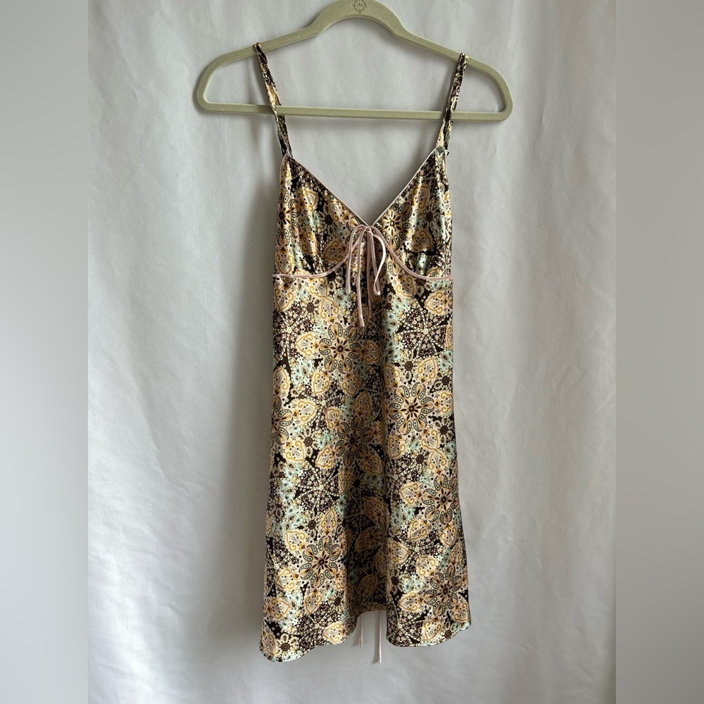Adonna Paisley Print Slip Dress with Pink Trim - Picture 1 of 4